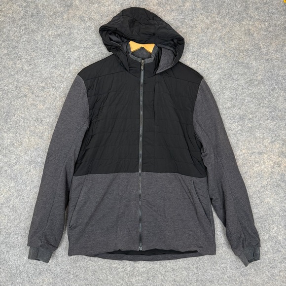 Lululemon Division Down Insulated Hybrid Puffer Jacket Mens Large Gray Black Zip